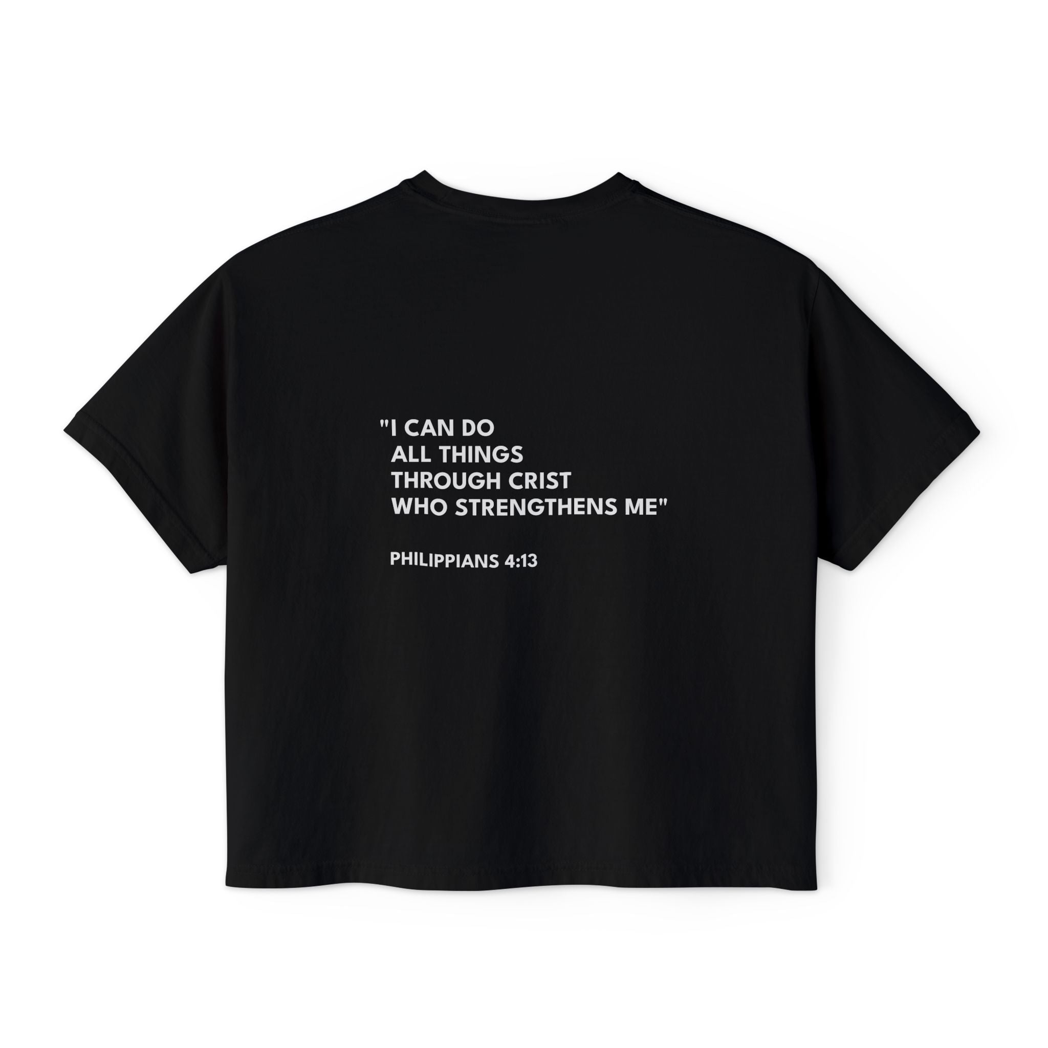 Philippians 4:13 Women's Boxy Tee/Text Logo