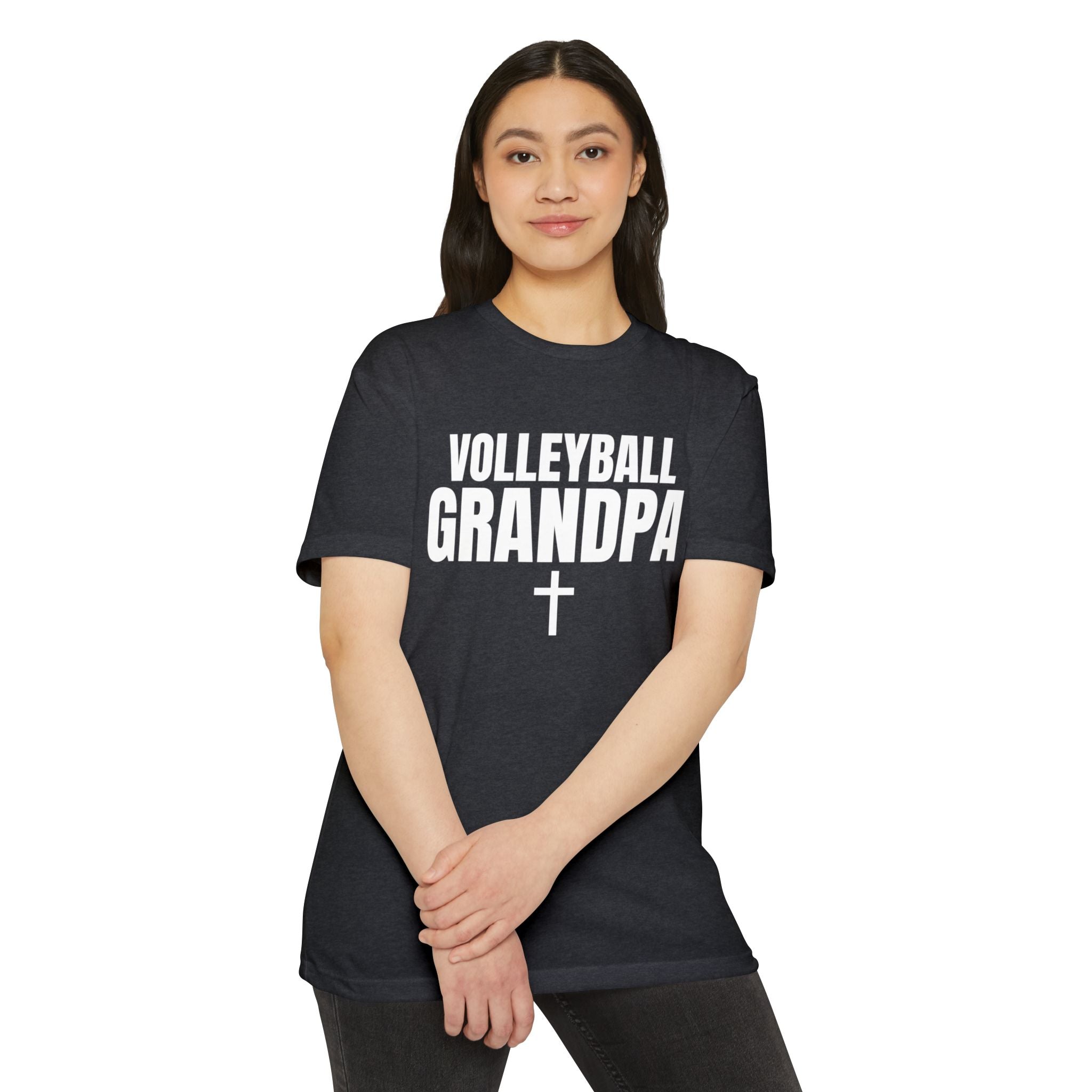 Volleyball Grandpa T-Shirt — Custom Name & Number Sports Tee