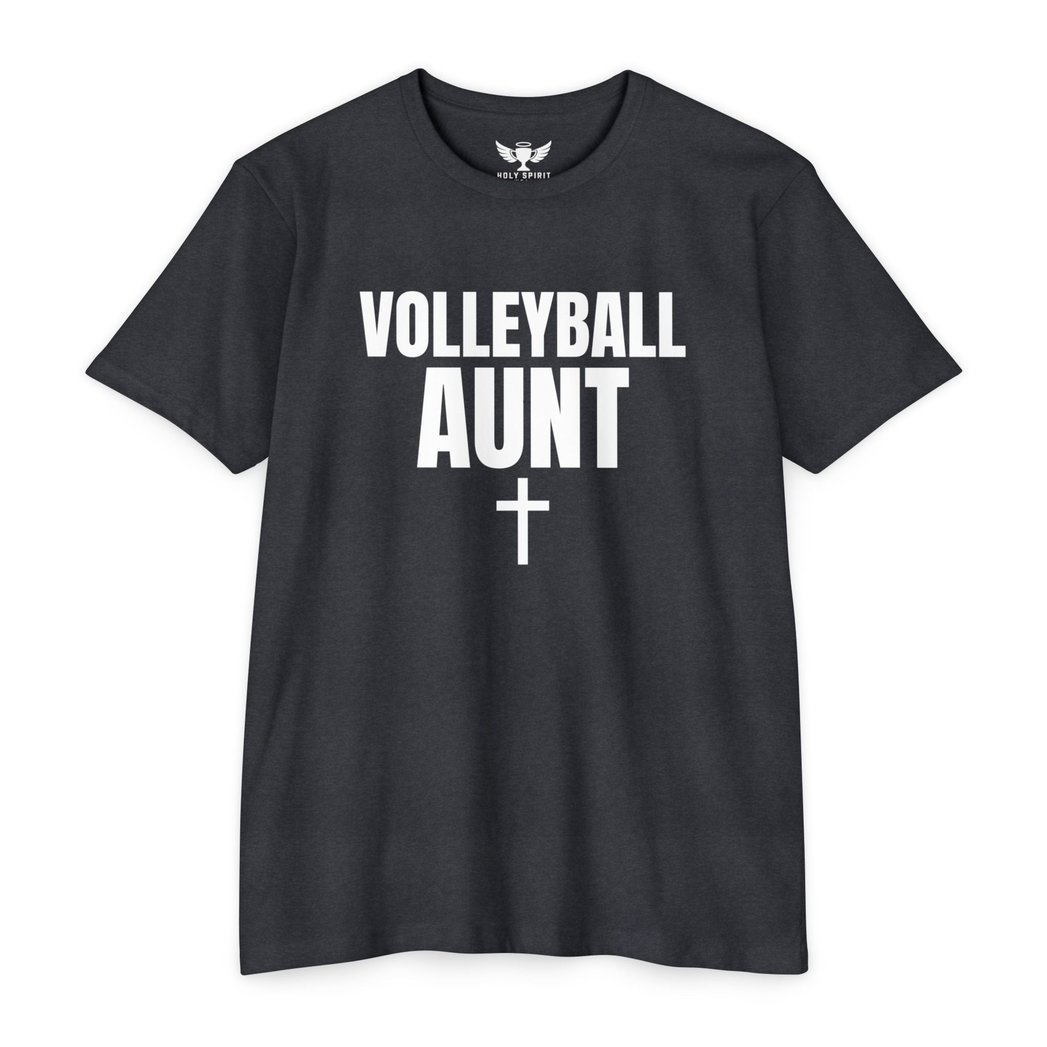 Volleyball Aunt T-Shirt — Custom Name & Number Jersey with Cross