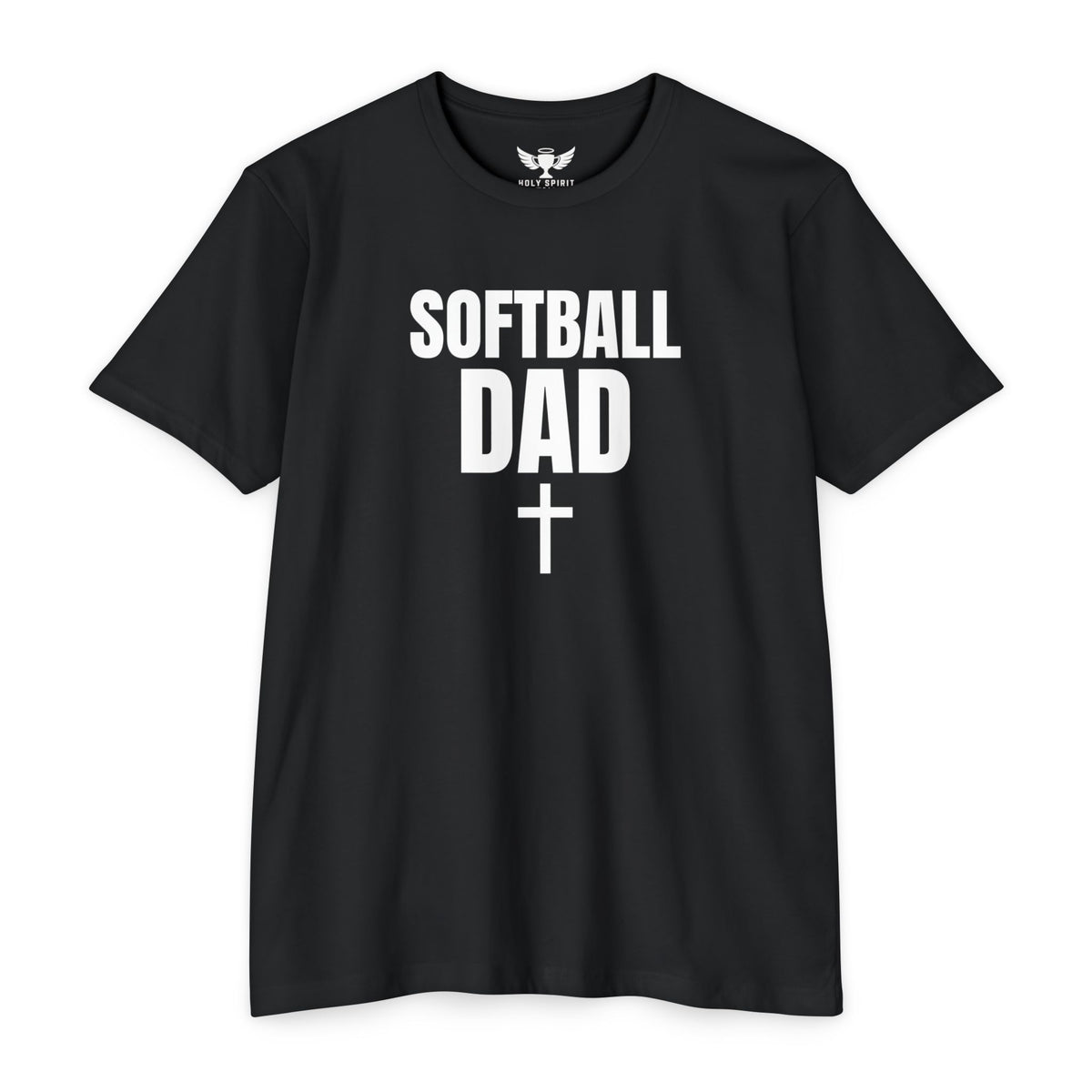 Softball Dad T-Shirt with Cross — Custom Back Name & Number