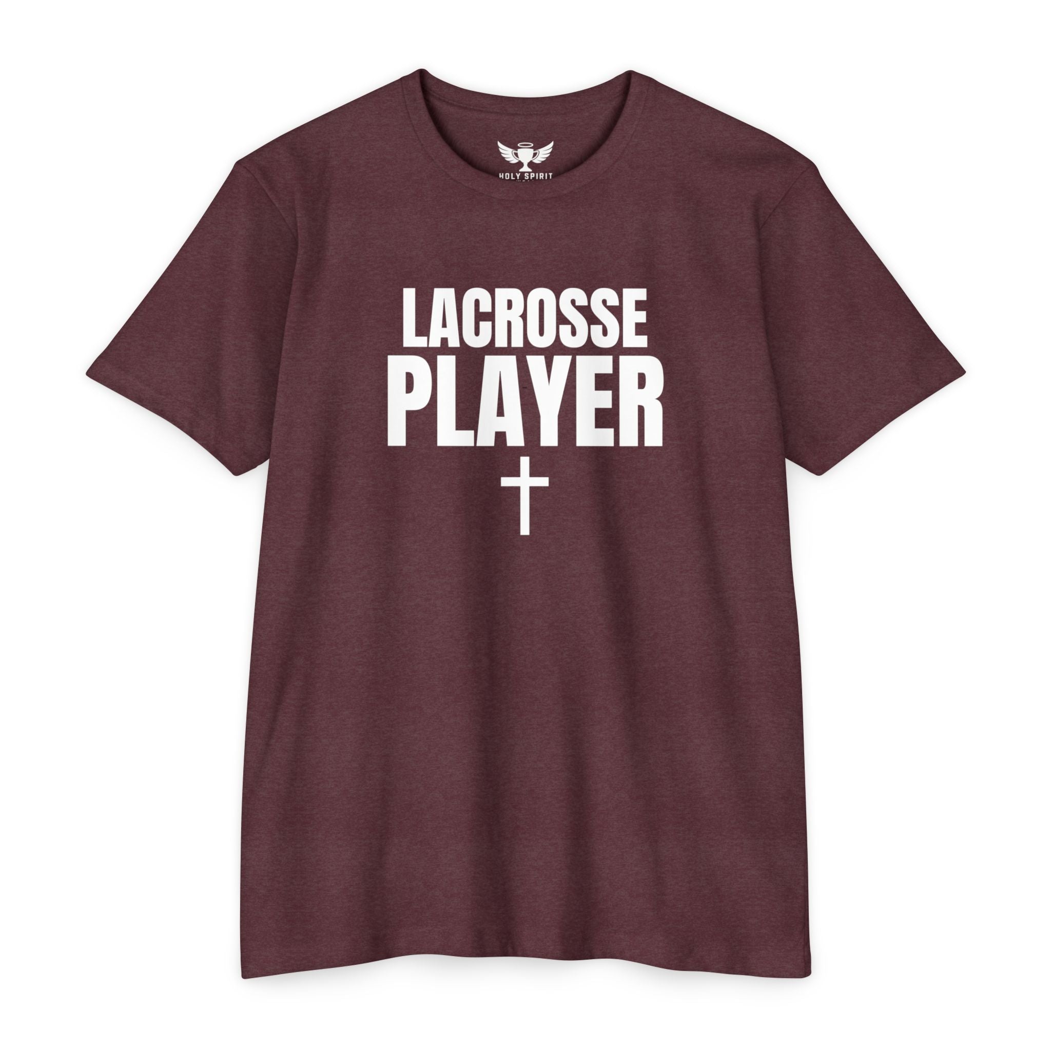 Lacrosse Player T‑Shirt with Cross — Custom Name & Number