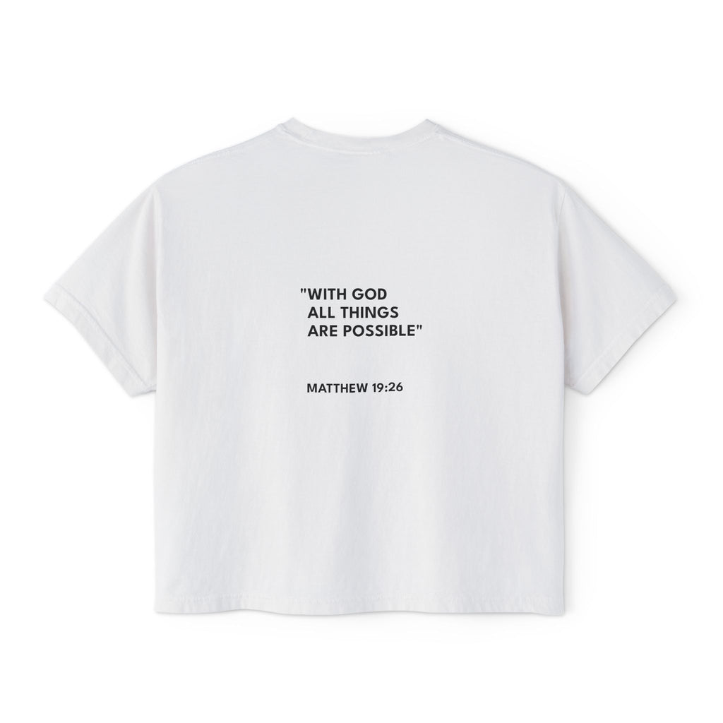 Matthew 19:26 Women's Logo Boxy Tee